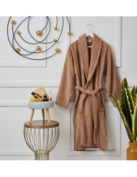 Μπουρνούζι με γιακά Pure Cotton - Latte, Large