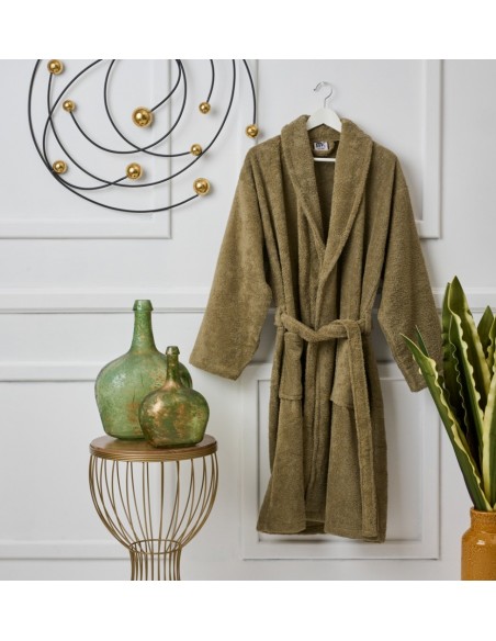 Μπουρνούζι με γιακά Pure Cotton - Olive, Large