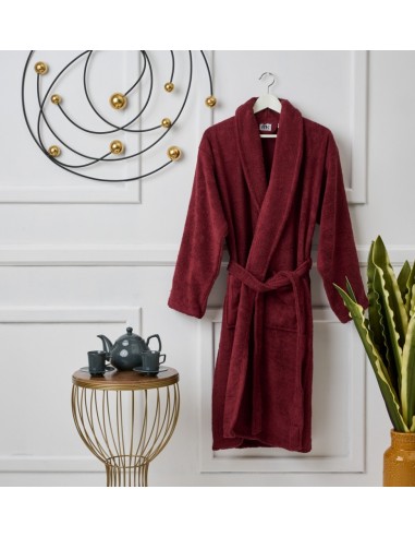 Μπουρνούζι με γιακά Pure Cotton - Burgundy, Medium