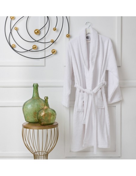 Μπουρνούζι με γιακά Pure Cotton - White, Extra Large