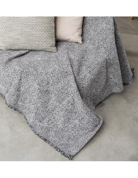 Ριχτάρι Καναπέ Chenille ANI Silver - Black - Silver - Black, Μονοθέσιο (180x180)