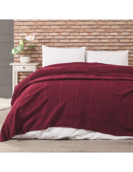 Κουβέρτα Πλεκτή Edenhill - Burgundy, Υπέρδιπλο (220x240)