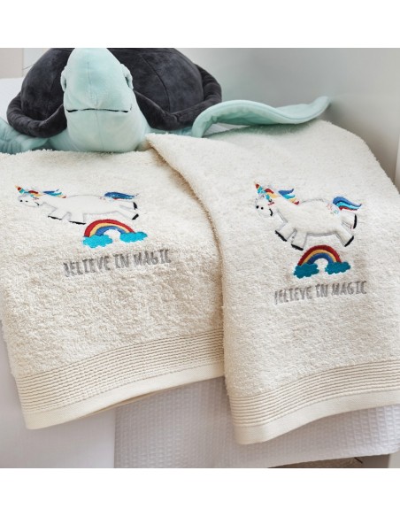 Πετσέτες Σετ με Κέντημα Unicorn Blue - 75x150