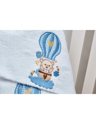 Πετσέτες Σετ με Κέντημα Baloon Blue - 75x150