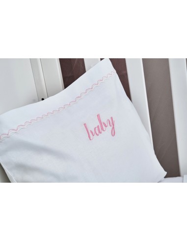 Σεντόνια Σετ Λευκό με Kέντημα Train Pink - (2x...