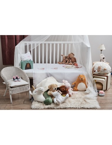 Σεντόνια Σετ Λευκό με Kέντημα Train Pink - (2x...