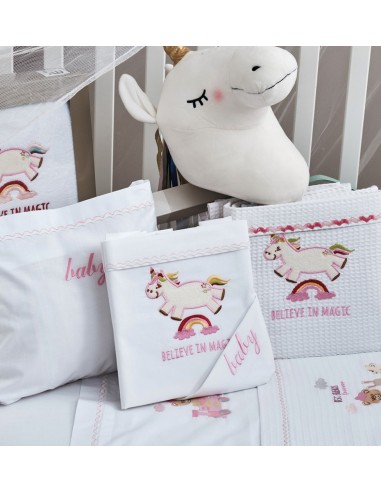 Σεντόνια Σετ Λευκό με Kέντημα Unicorn Pink -...