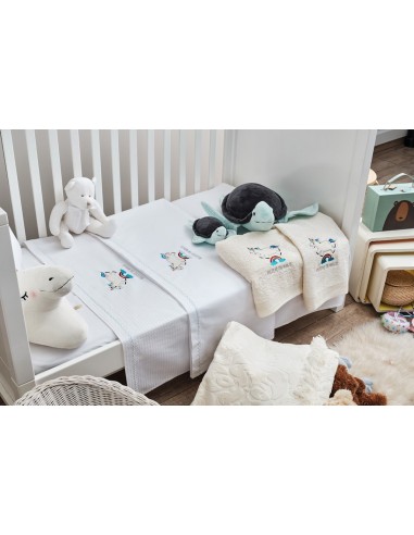 Σεντόνια Σετ Λευκό με Kέντημα Unicorn Blue -...