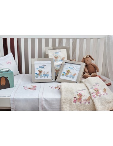 Πετσέτες Σετ με Kέντημα Train Blue -...