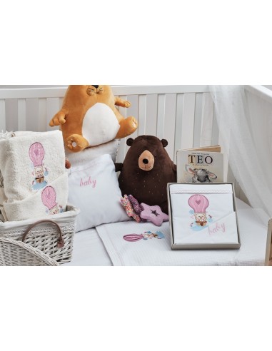 Πετσέτες Σετ με κέντημα Baloon Pink - 75x150