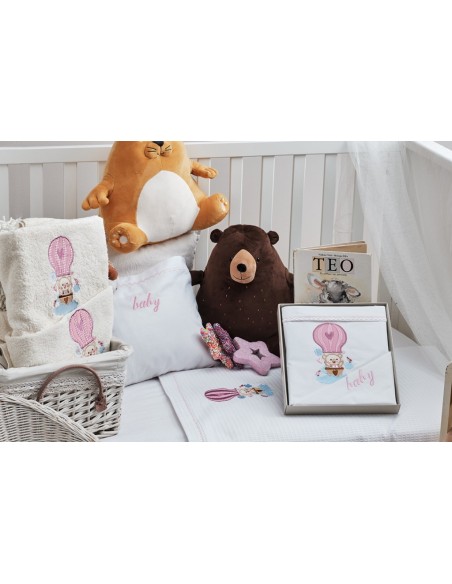 Πετσέτες Σετ με κέντημα Baloon Pink - 75x150