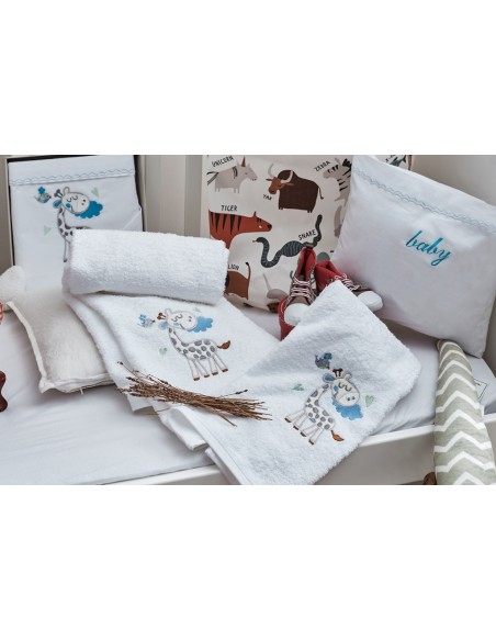 Πετσέτες Σετ με κέντημα Giraffe Blue - 75x150