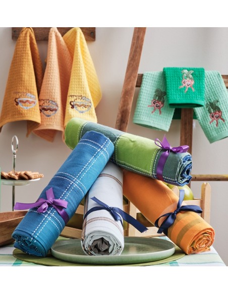 Τραπεζομάντηλα Νηματοβαφή Κουζίνας Summer - Red, 140x140cm