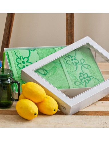 Πετσέτες Set Ζακάρ -Μπορντούρα Floral - Green,...