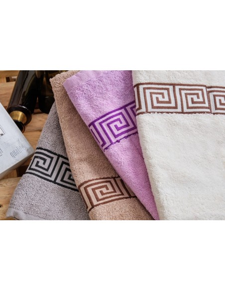 Πετσέτες Set Ζακάρ- Μπορντούρα Greek - Beige, 40x60cm, 58x105cm