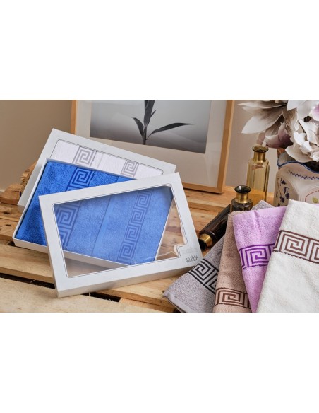 Πετσέτες Set Ζακάρ- Μπορντούρα Greek - Grey, 40x60cm, 58x105cm