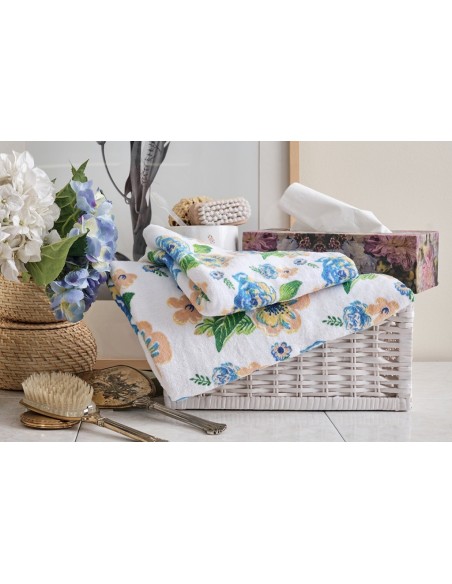 Πετσέτα Τυπωμένη Βελούρ Garden - Blue, Σώματος 70x140