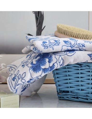 Πετσέτα Τυπωμένη Βελούρ Dahlia - Blue, Σώματος...