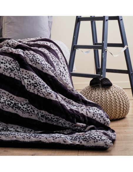 Κουβέρτα Φλις 2 όψεων Morbidona - Stripe Animal, Υπέρδιπλο (220x240)