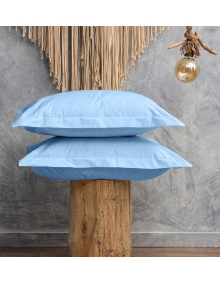Μαξιλαροθήκες Μονόχρωμες Melody - Blue, 50x70+5 cm Oxford