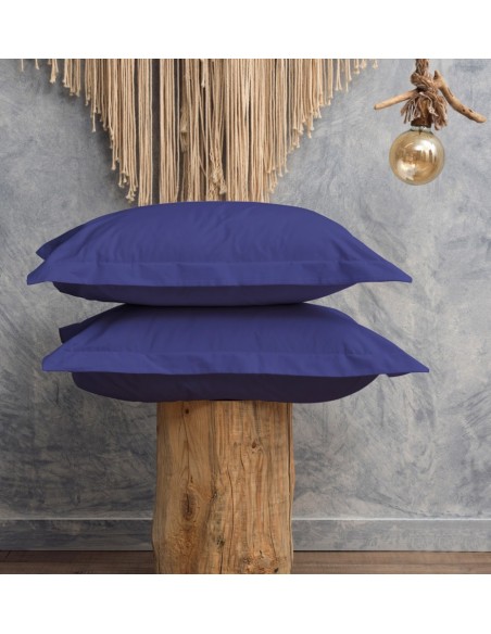 Μαξιλαροθήκες Μονόχρωμες Melody - Blue Night, 50x70+5 cm Oxford