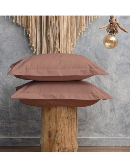 Μαξιλαροθήκες Μονόχρωμες Melody - Coffee, 50x70+5 cm Oxford