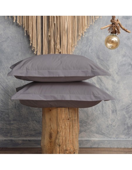 Μαξιλαροθήκες Μονόχρωμες Melody - Elephant, 50x70+5 cm Oxford