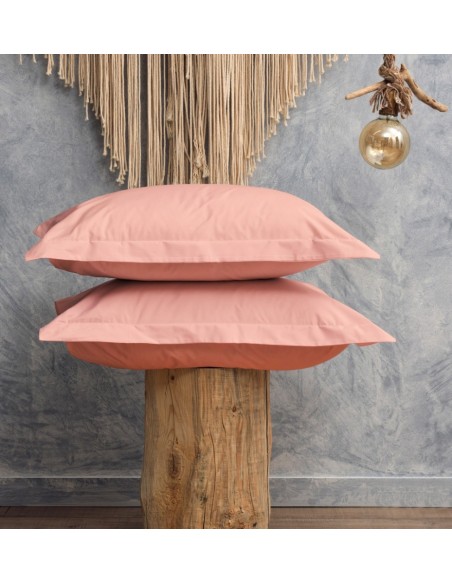 Μαξιλαροθήκες Μονόχρωμες Melody - Pink, 50x70+5 cm Oxford