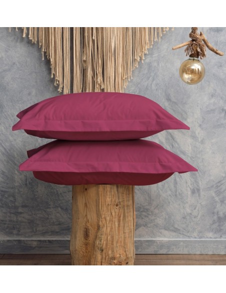 Μαξιλαροθήκες Μονόχρωμες Melody - Plum, 50x70+5 cm Oxford