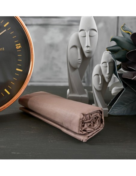 Σεντόνια Μονόχρωμα Λάστιχο Angel - Brown, Υπέρδιπλο λάστιχο (175x200+25)