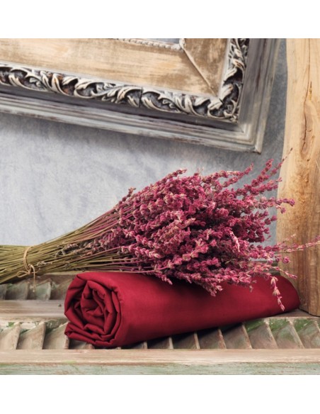 Σεντόνια Μονόχρωμα Λάστιχο Angel - Burgundy, Διπλό λάστιχο (150x200+25)