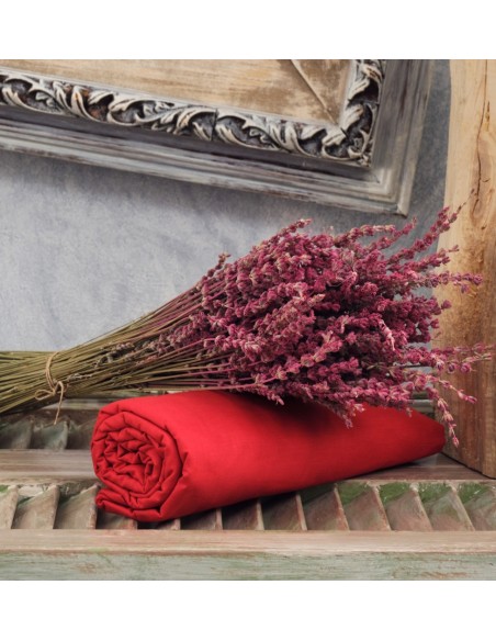 Σεντόνια Μονόχρωμα Λάστιχο Angel - Red, Ημίδιπλo λάστιχο (120x200+25)