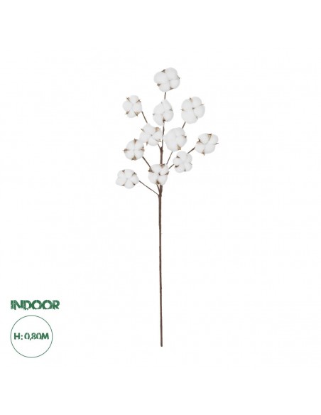 GloboStar® Artificial Garden COTTON BRANCH 20569 Τεχνητό Διακοσμητικό Κλαδί Βαμβάκι Μ30 x Π6 x Υ80 cm