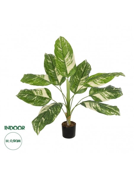 GloboStar® Artificial Garden DIEFFENBACHIA 20941 Τεχνητό Διακοσμητικό Φυτό Πράσινη & Μπεζ Διφενμπάχια Μ80 x Π80 x Υ90cm