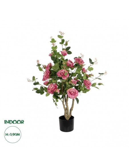 GloboStar® Artificial Garden PINK ROSES 21072 Τεχνητό Διακοσμητικό Δέντρο Τριανταφυλλιά Μ50 x Π50 x Υ90cm