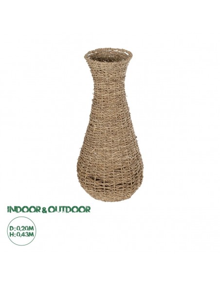 GloboStar® Artificial Garden CALIFORNIA 21239 Διακοσμητικό Πλεκτό Καλάθι - Κασπώ Γλάστρα - Flower Pot Μπεζ Μ20 x Π20 x Υ43cm