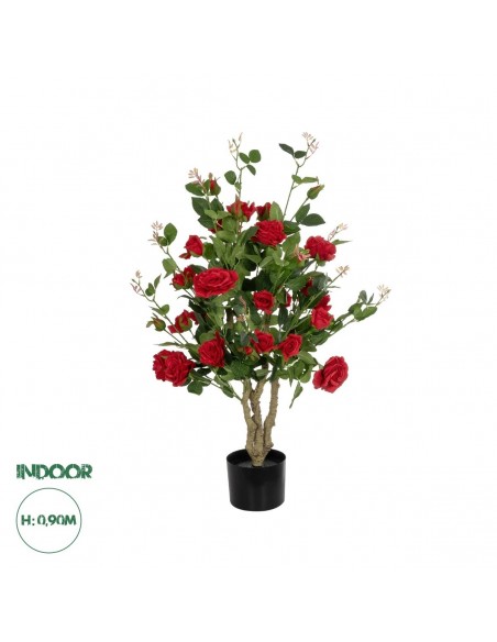 GloboStar® Artificial Garden RED ROSES 21070 Τεχνητό Διακοσμητικό Δέντρο Τριανταφυλλιά Μ50 x Π50 x Υ90cm