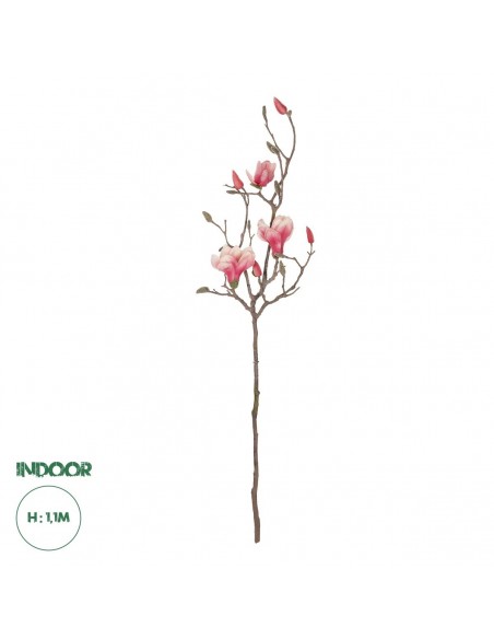 GloboStar® Artificial Garden WHITE - PINK MAGNOLIA 21416 Τεχνητό Διακοσμητικό Κλαδί Ροζ Μανόλια Μ30 x Π13 x Υ110cm
