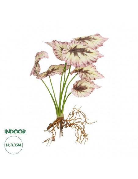 GloboStar® Artificial Garden BEGONIA LEAVES ROOTED 21489 Τεχνητό Διακοσμητικό Φυτό Πολύχρωμη Βιγόνια Μ25 x Π14 x Υ35cm