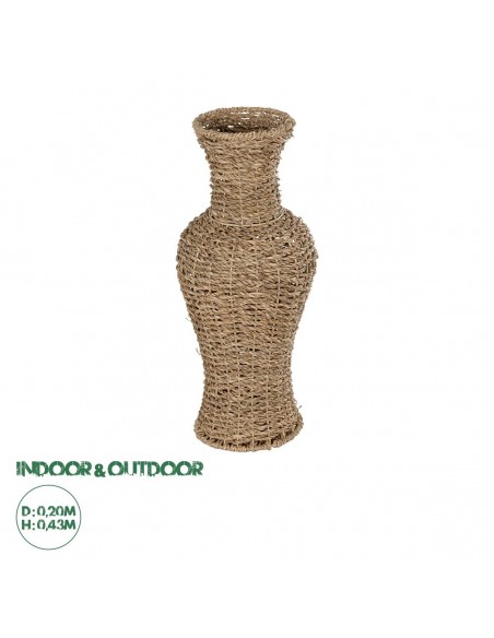 GloboStar® Artificial Garden TEXAS 21238 Διακοσμητικό Πλεκτό Καλάθι - Κασπώ Γλάστρα - Flower Pot Μπεζ Μ20 x Π20 x Υ43cm