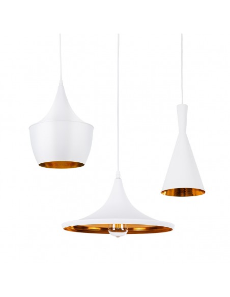 GloboStar® SHANGHAI 01026 Μοντέρνο Κρεμαστό Φωτιστικό Καμπάνα Σετ Τρίφωτο 3 x E27 IP20 Λευκό & Χρυσό Μέταλλο - Μ79.5 x Π79.5 x Υ38cm