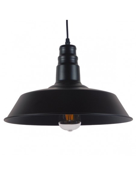GloboStar® RAY 01049 Vintage Κρεμαστό Φωτιστικό Καμπάνα Μονόφωτο 1 x E27 IP20 Μαύρο Μέταλλο - Μ36 x Π36 x Υ25cm