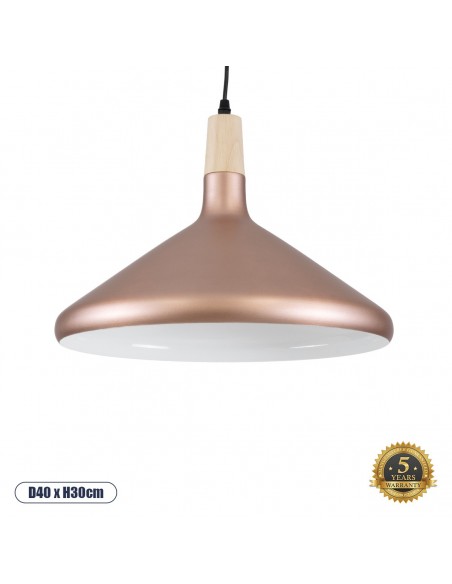 GloboStar® FERCLA 01223 Μοντέρνο Κρεμαστό Φωτιστικό Καμπάνα Μονόφωτο 1 x E27 IP20 Χάλκινο & Λευκό Μέταλλο - Μ40 x Π40 x Υ30cm