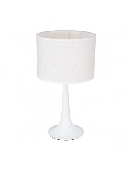 GloboStar® AMBROSIA 01395 Μοντέρνο Επιτραπέζιο Φωτιστικό Πορτατίφ Μονόφωτο 1 x E27 IP20 Λευκό Μέταλλo με Λευκό Ύφασμα - Μ25 x Π25 x Υ46cm
