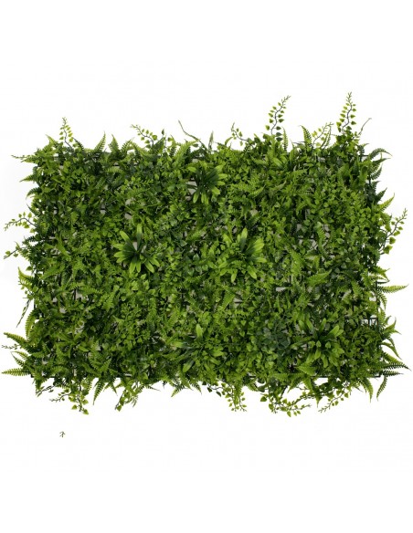 GloboStar® 78402 Artificial - Συνθετικό Τεχνητό Διακοσμητικό Πάνελ Φυλλωσιάς - Κάθετος Κήπος Νάνος Φτέρη - Νάνος Κισσός - Νάνος Δάφνη Πράσινο Μ60 x Υ40 x Π9cm