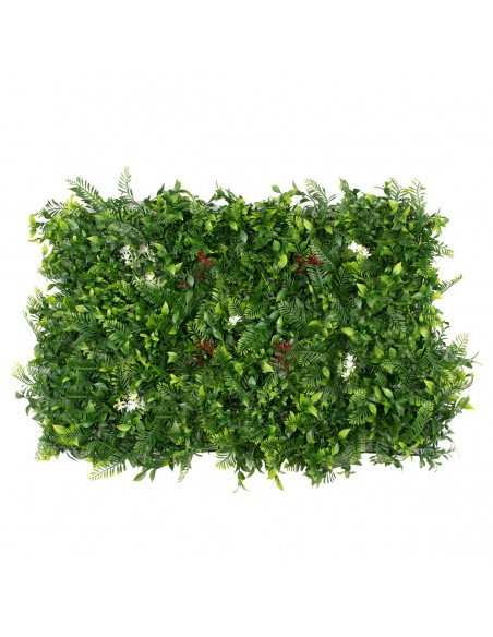 GloboStar® 78407 Artificial - Συνθετικό Τεχνητό Διακοσμητικό Πάνελ Φυλλωσιάς - Κάθετος Κήπος Ίληξ - Νάνος Φτέρη - Κοράλι - Κουφέα Πράσινο Μ60 x Υ40 x Π10cm