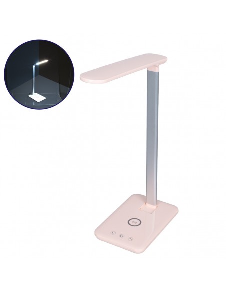 GloboStar® 76533 Επιτραπέζιο Φωτιστικό Πορτατίφ LED 3.5W 350lm -° DC 5V IP20 CCT Θερμό Λευκό 2700K - Φυσικό Λευκό 4500K - Ψυχρό Λευκό 6000K Dimmable Ροζ Πλαστικό με Γκρι Μέταλλο - Μ27 x Π14 x Υ51cm - 2 Xρόνια Εγγύηση