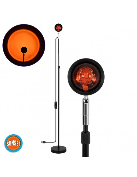 GloboStar® 00818 Μοντέρνο Minimal Επιδαπέδιο Φωτιστικό Μεταλλικό Μονόφωτο LED 12W DC 5V με Projector LENS Ειδικού Εφέ & Καλώδιο Τροφοδοσίας USB Rotation Head 180° SUNSET