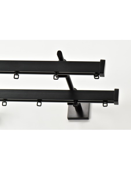 Σιδηρόδρομος για διπλή κουρτίνα Wave Ronde διπλό N12 Μαύρο