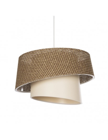 GloboStar® ALINA 203-0129 Μοντέρνο Κρεμαστό Φωτιστικό Καπέλο Μονόφωτο 1 x E27 IP20 Καφέ & Μπεζ Ύφασμα - Μ30 x Π30 x Υ93cm
